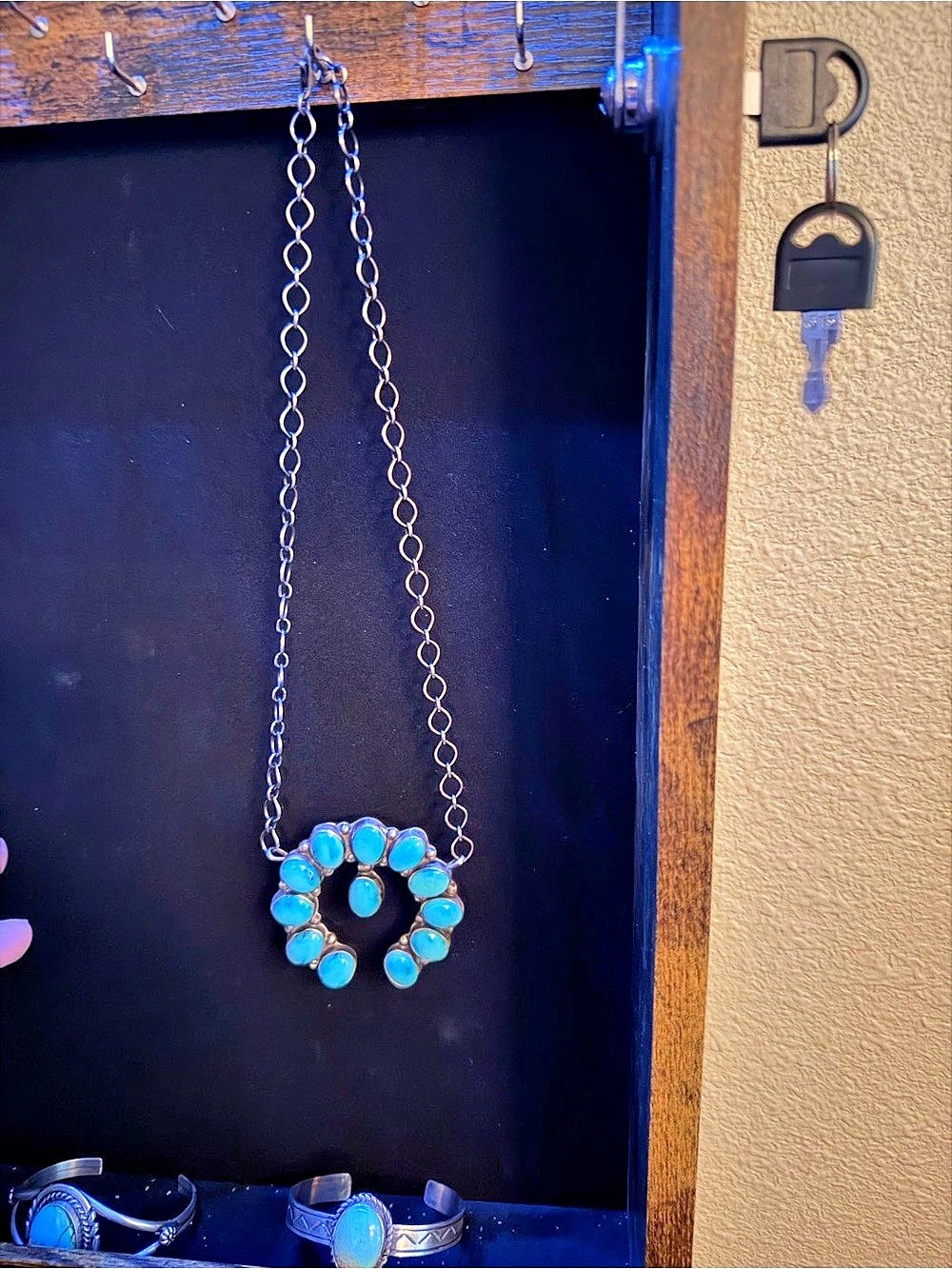 Turquoise Pendant Necklace in Blue & Silver